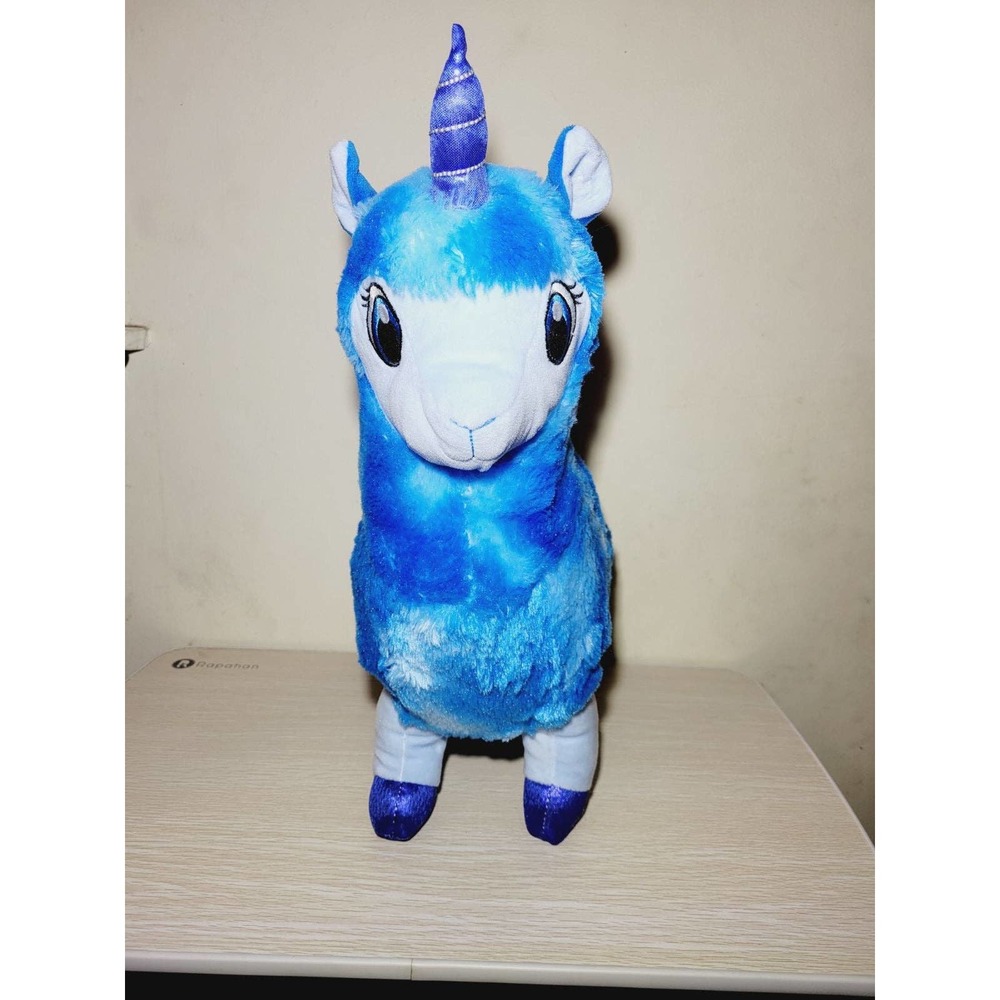 Blue Llama Unicorn Plush Alpaca Kellytoy stuffed Plushie lamb horn RARE
